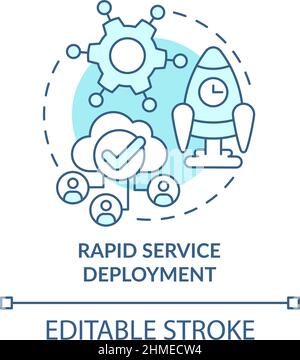 Rapid service deployment turquoise concept icon Stock Vector