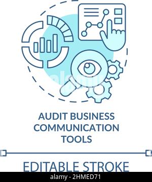 Audit business communication tools turquoise concept icon Stock Vector