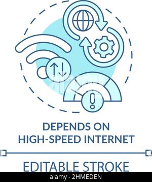 Depends on high-speed internet turquoise concept icon Stock Vector