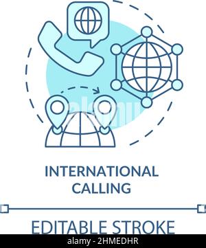 International calling turquoise concept icon Stock Vector