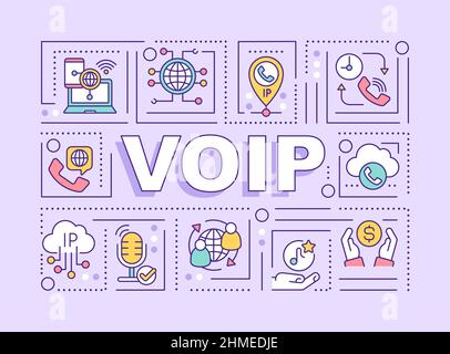 VOIP word concepts purple banner Stock Vector