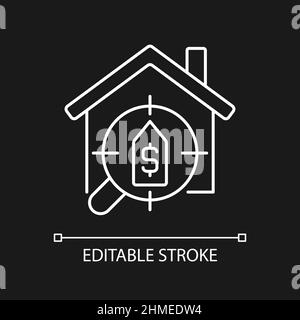 House searching services white linear icon for dark theme Stock Vector