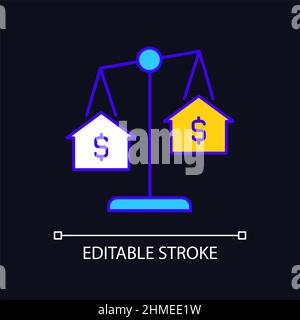 House comparables RGB color icon for dark theme Stock Vector