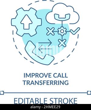 Improve call transferring turquoise concept icon Stock Vector