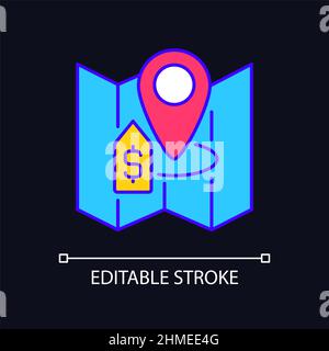 Land selling RGB color icon for dark theme Stock Vector