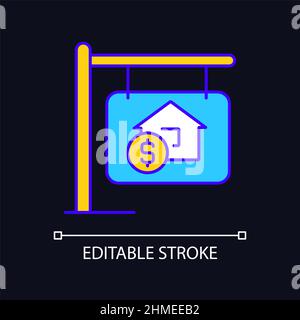 House selling RGB color icon for dark theme Stock Vector