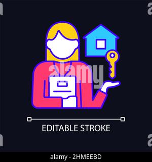 Estate agent RGB color icon for dark theme Stock Vector