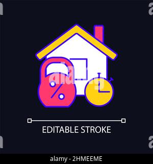 Short term mortgage RGB color icon for dark theme Stock Vector