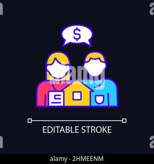 Price negotiation RGB color icon for dark theme Stock Vector
