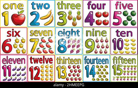 A set of digits from 1 to 15. Stock Vector