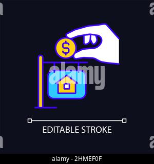 Down payment RGB color icon for dark theme Stock Vector