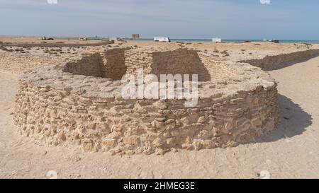 zekreet old fort ruins in. build with old limestone. Stock Photo