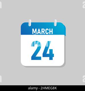 White daily calendar Icon March in a Flat Design style. Easy to edit Isolated vector Illustration. Stock Vector