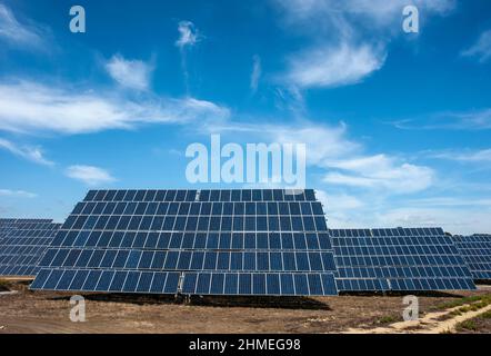 Installation of photovoltaic panels for the production of electricity Stock Photo
