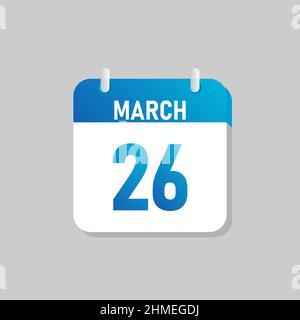 White daily calendar Icon March in a Flat Design style. Easy to edit Isolated vector Illustration. Stock Vector