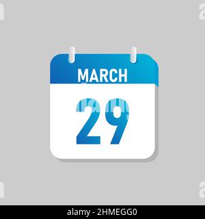 White daily calendar Icon March in a Flat Design style. Easy to edit Isolated vector Illustration. Stock Vector