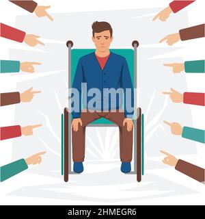 Kids bullying. Humiliation, mocking classmates. Discrimination, abuse and negative scho cation social conflict flat vector concep, Public blame with Stock Vector