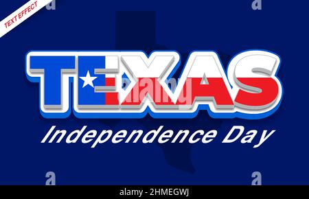 texas independence day text effect design Stock Vector
