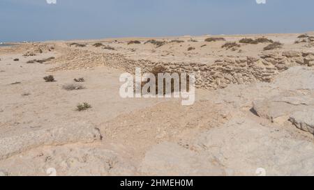 zekreet old fort ruins in. build with old limestone. Stock Photo