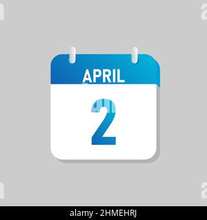 White daily calendar Icon April in a Flat Design style. Easy to edit Isolated vector Illustration. Stock Vector