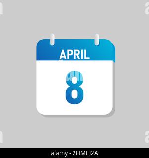 White daily calendar Icon April in a Flat Design style. Easy to edit Isolated vector Illustration. Stock Vector