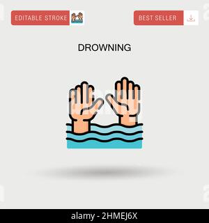Drowning Simple vector icon. Stock Vector