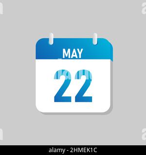 White daily calendar Icon May in a Flat Design style. Easy to edit Isolated vector Illustration. Stock Vector