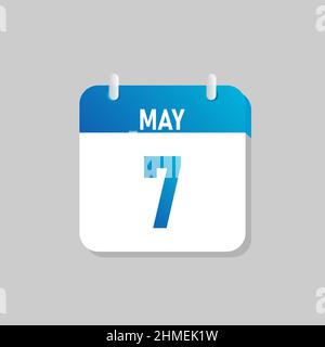 White daily calendar Icon May in a Flat Design style. Easy to edit Isolated vector Illustration. Stock Vector