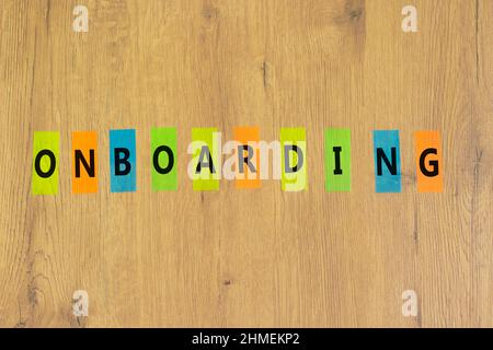 Onboarding success symbol. Concept word Onboarding on beautiful blue ...