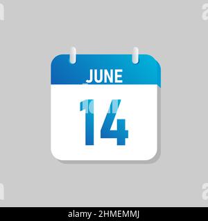 White daily calendar Icon June in a Flat Design style. Easy to edit Isolated vector Illustration. Stock Vector
