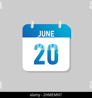 White daily calendar Icon June in a Flat Design style. Easy to edit Isolated vector Illustration. Stock Vector