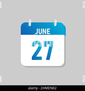White daily calendar Icon June in a Flat Design style. Easy to edit Isolated vector Illustration. Stock Vector