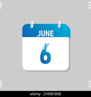 White daily calendar Icon June in a Flat Design style. Easy to edit Isolated vector Illustration. Stock Vector
