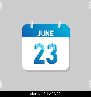 White daily calendar Icon June in a Flat Design style. Easy to edit Isolated vector Illustration. Stock Vector