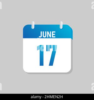 White daily calendar Icon June in a Flat Design style. Easy to edit Isolated vector Illustration. Stock Vector