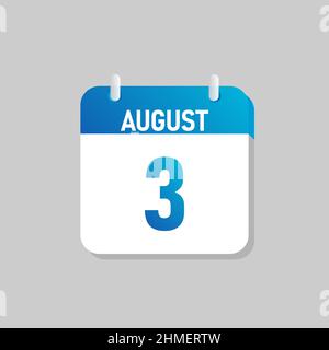 White daily calendar Icon August in a Flat Design style. Easy to edit Isolated vector Illustration. Stock Vector