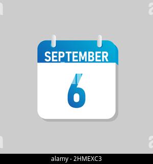 White daily calendar Icon September in a Flat Design style. Easy to edit Isolated vector Illustration. Stock Vector