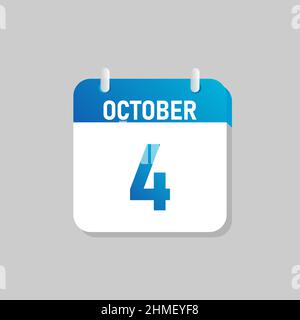 White daily calendar Icon October in a Flat Design style. Easy to edit Isolated vector Illustration. Stock Vector