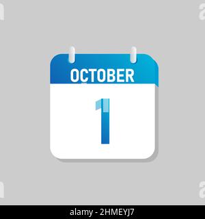 White daily calendar Icon October in a Flat Design style. Easy to edit Isolated vector Illustration. Stock Vector