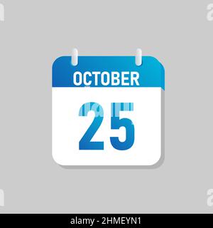 White daily calendar Icon October in a Flat Design style. Easy to edit Isolated vector Illustration. Stock Vector