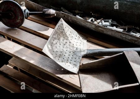 Old farm tools Stock Photo