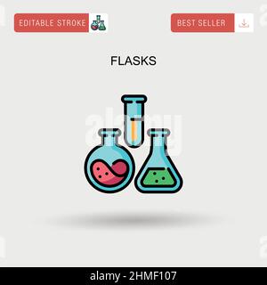 Laboratory Flasks Icon Vector Simple Outline Illustration of Chemistry ...