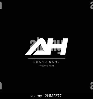 Minimal style white and black color letter AH initial based logo. Stock Vector
