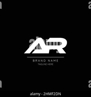 Minimal style white and black color letter AR initial based logo. Stock Vector