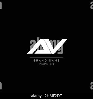 Minimal style white and black color letter AV initial based logo. Stock Vector