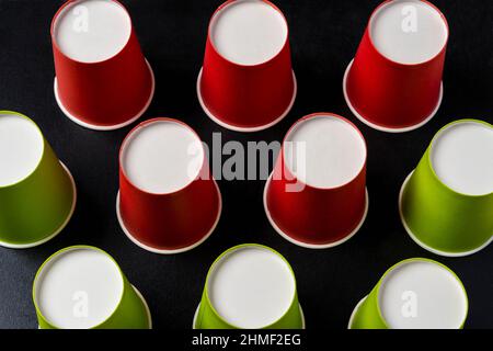 Creative minimalistic composition, pattern of inverted paper cups on a ...