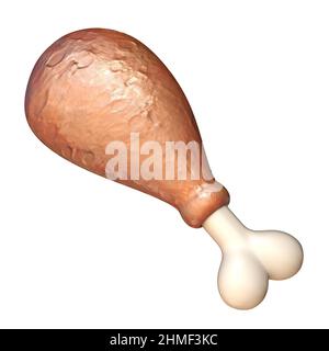 Chicken leg 3D rendering illustration isolated on white background Stock Photo