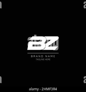 Minimal style icon in black and white color letter BZ initial based logo. Stock Vector