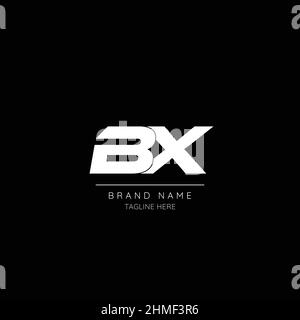 Minimal style icon in black and white color letter BX initial based logo. Stock Vector