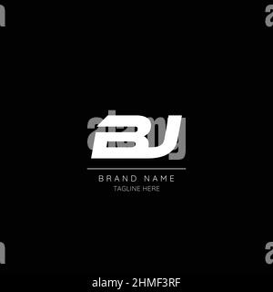 Minimal style icon in black and white color letter BJ initial based logo. Stock Vector